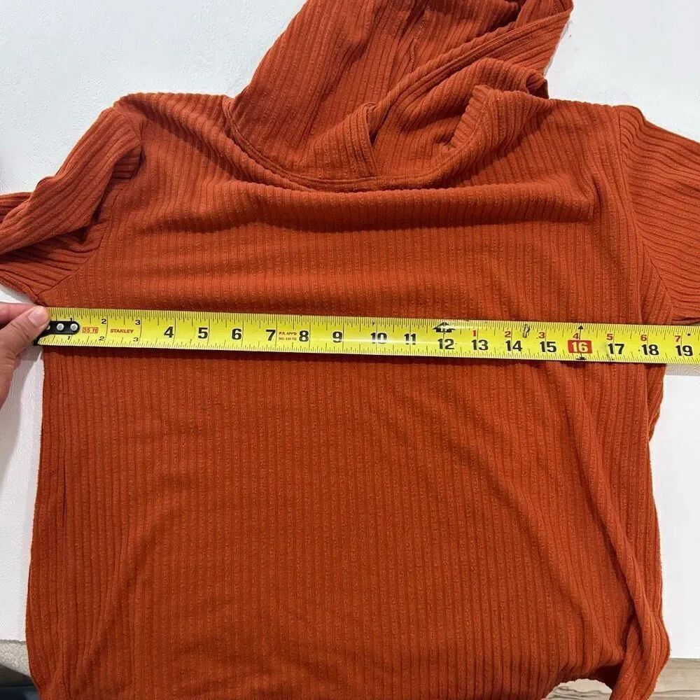 Cat & Jack Rust Ribbed Hoodie TopβKids L (10/12) | Long Sleeve Pullover Fall Coz - Picture 4 of 4